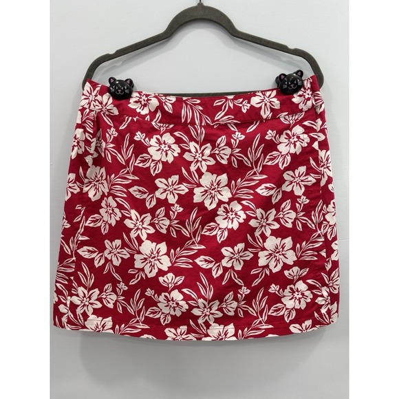 Jennifer Moore Red Floral Wrap Skort Women's Size 12 Hawaiian Resort - Picture 10 of 12